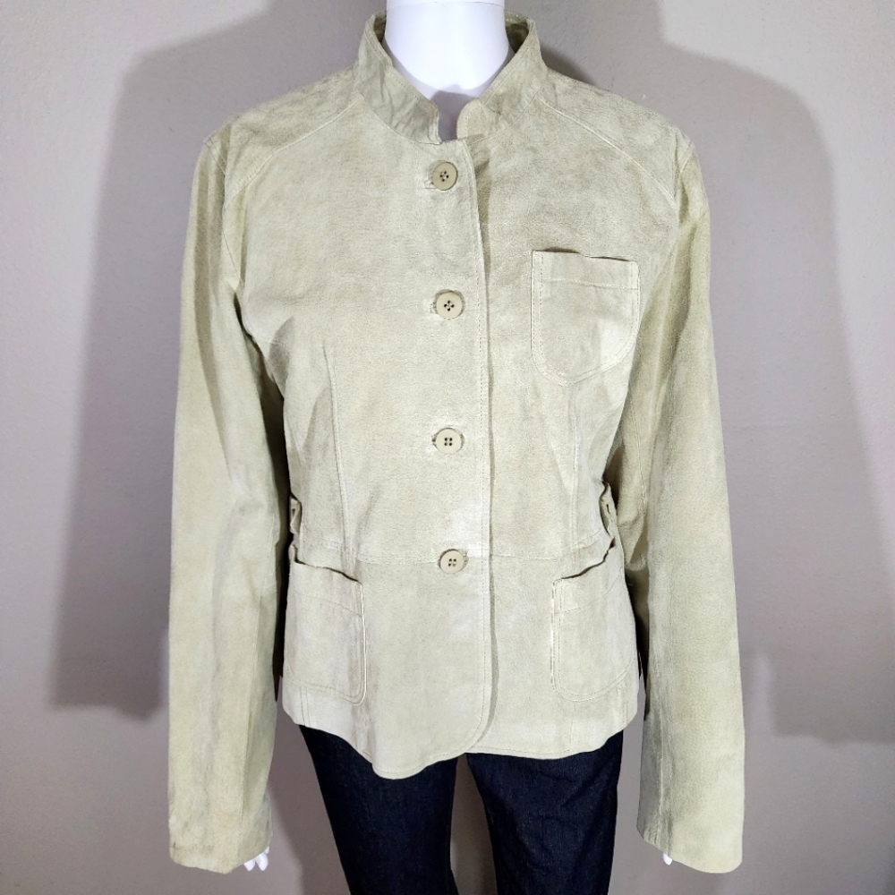 HAROLD'S Light Mint Green Suede Leather Jacket